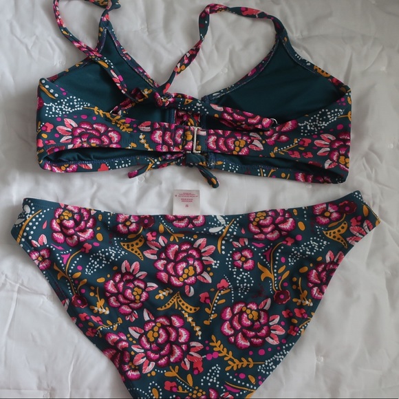 Xhilaration Lace Up Bralette Bikini Top Jade Green - Picture 5 of 11